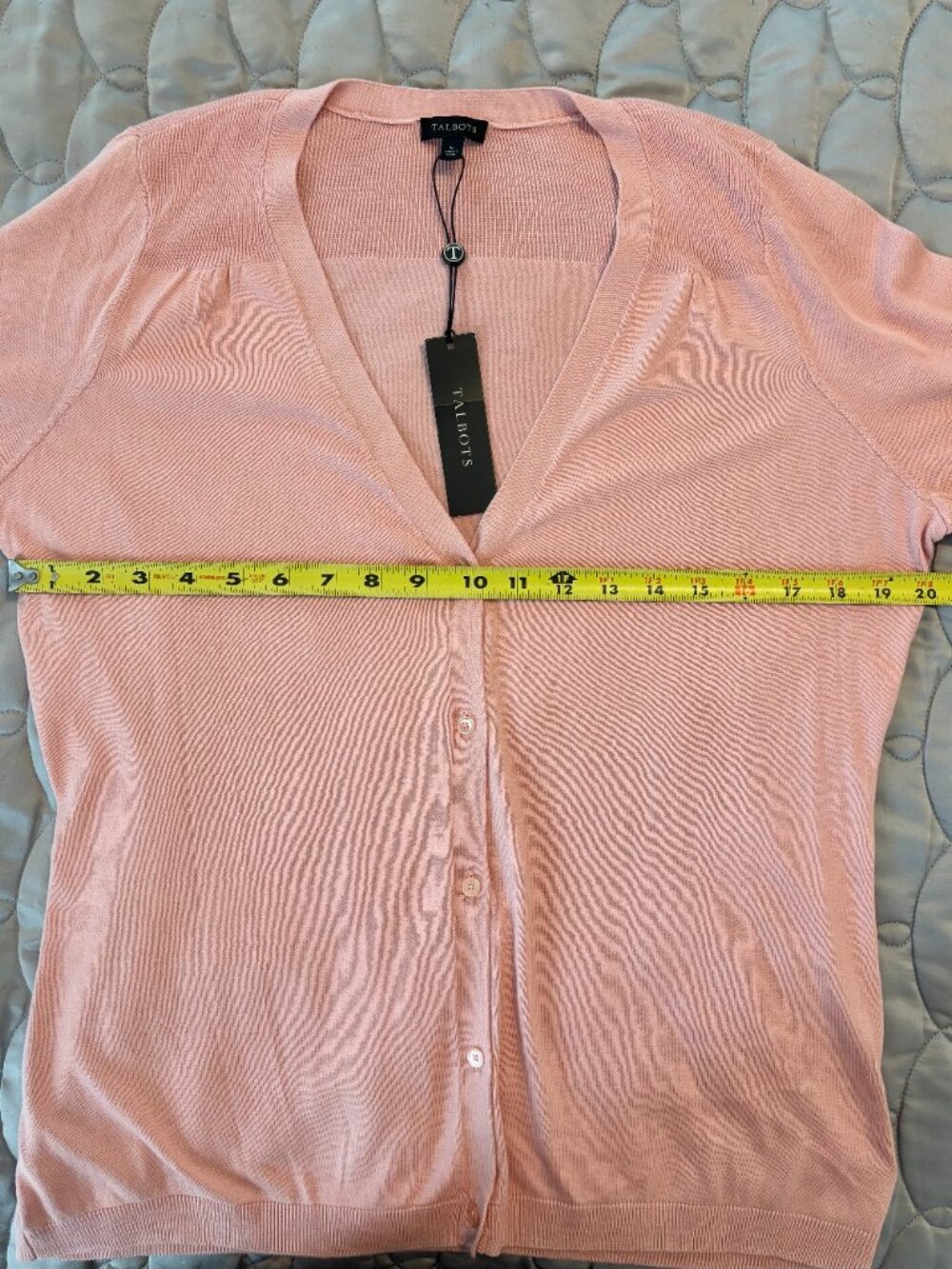 NWT Talbots Dusty Rose Pink Button Front V-Neck Lightweight Cardigan Sweater L - Picture 7 of 10